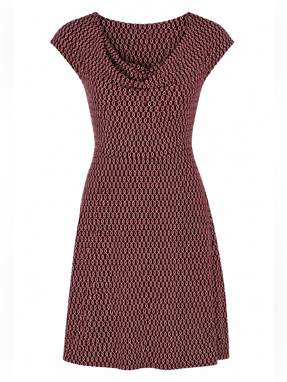 Boden Burgundy Geometric Cowl Neck Dress US 8 UK 12